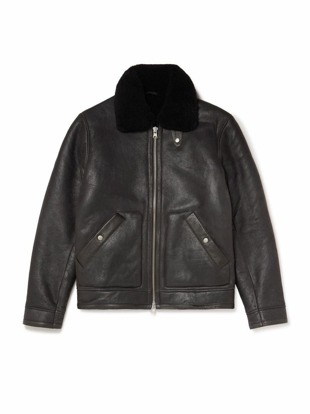 Photo: NN07 - Atkinson 8173 Shearling Bomber Jacket - Black