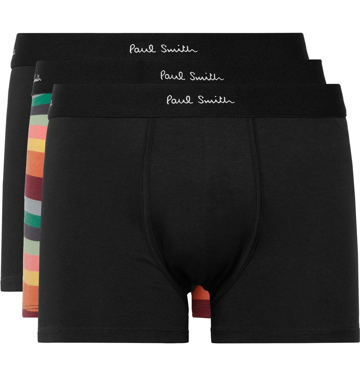 Photo: Paul Smith - Three-Pack Stretch-Cotton Boxer Briefs - Black