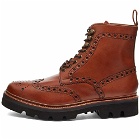 Grenson Men's Fred Lug Brogue Boot in Tan Hand Painted Calf