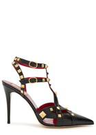 Valentino Garavani Studdy 100 Embellished Leather Sandals Black
