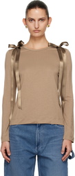 Simone Rocha Tan Bow Ribbon Tail Long Sleeve T-shirt
