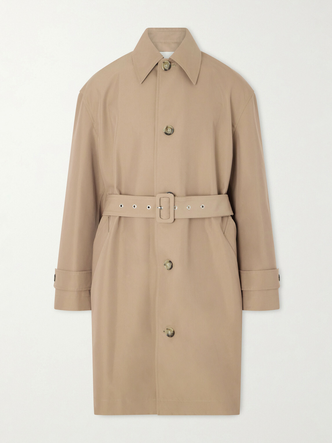 AMI PARIS - Belted Woven Trench Coat - Neutrals