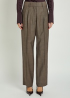 Blaze Milano Fox Pleated Straight-leg Wool-blend Trousers Brown