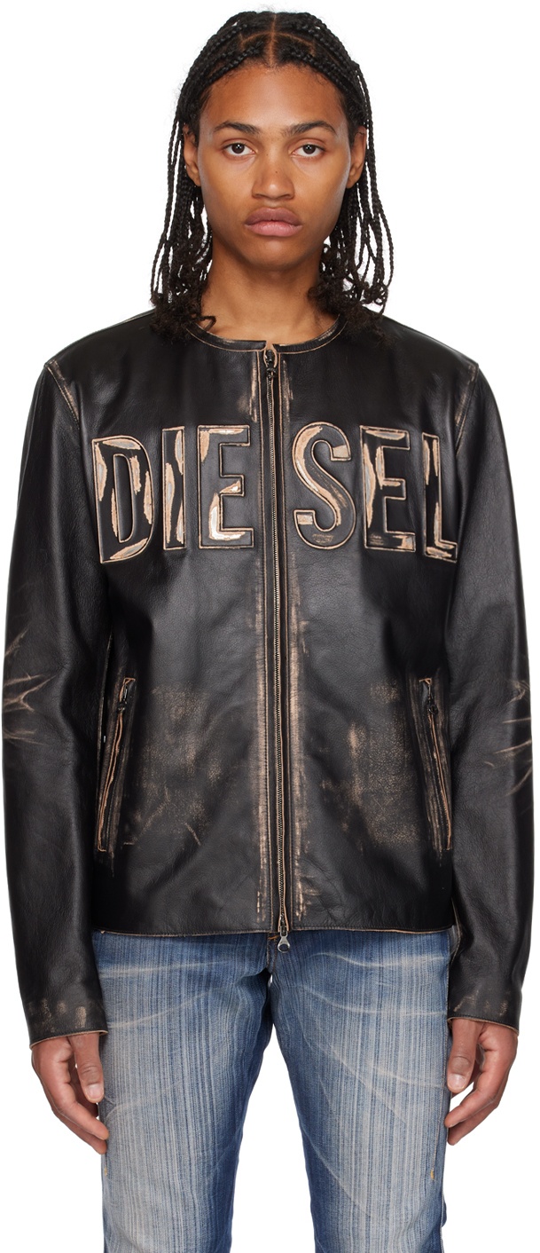 Photo: Diesel Black L-Met Leather Jacket