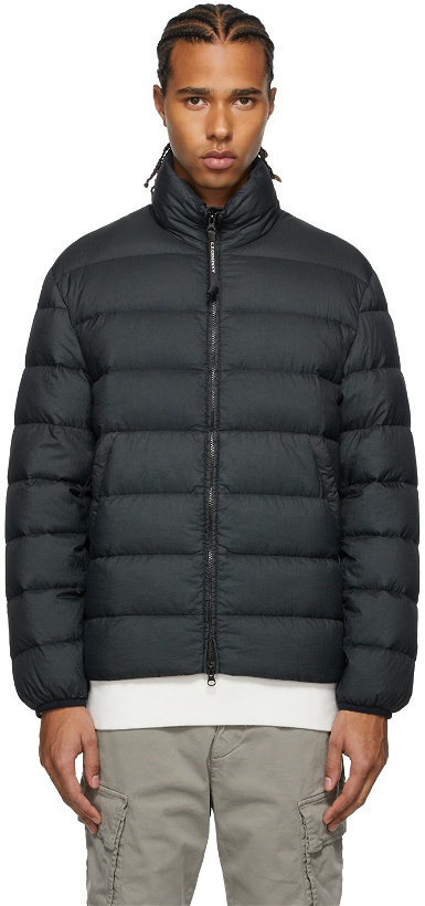 Photo: C.P. Company Grey Down Stand Collar Puffer Jacket