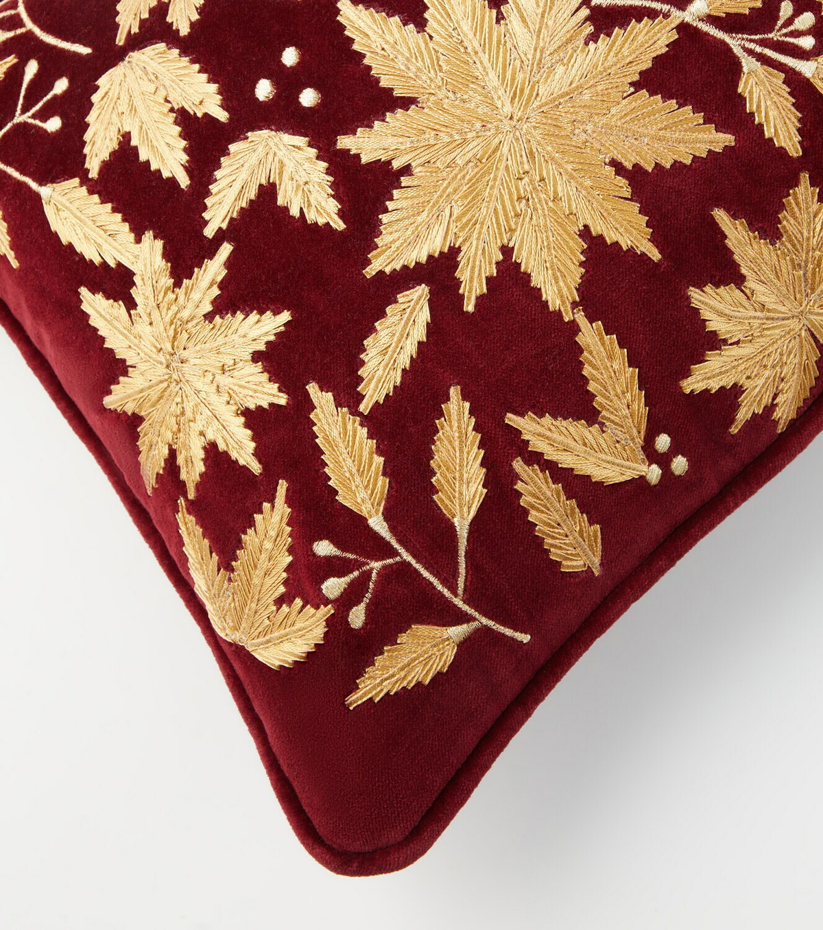 Les-Ottomans Embroidered cotton velvet cushion