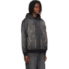 Off-White Black Distressed Arrow Skate Zip Hoodie