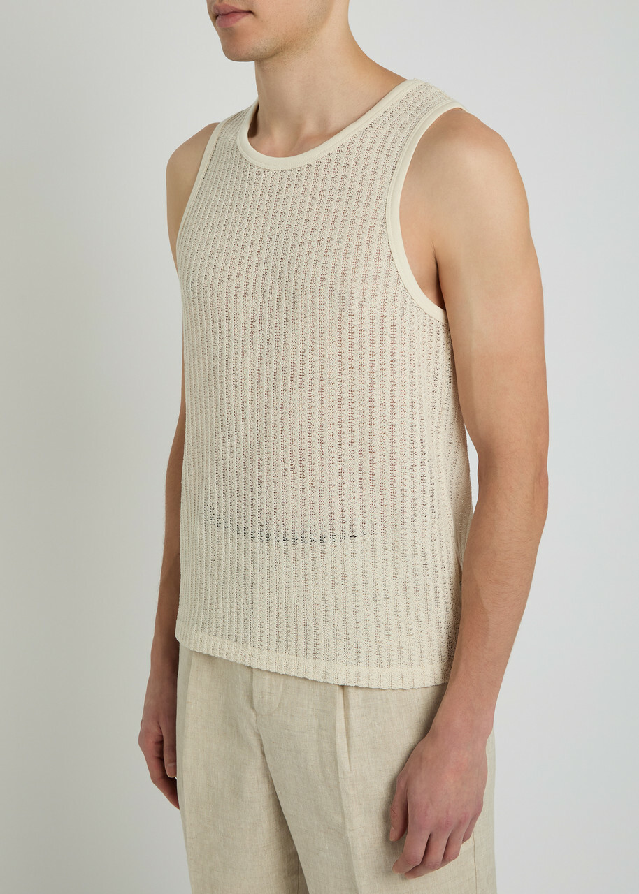 Wax London Prim Cotton-knit Vest Ecru