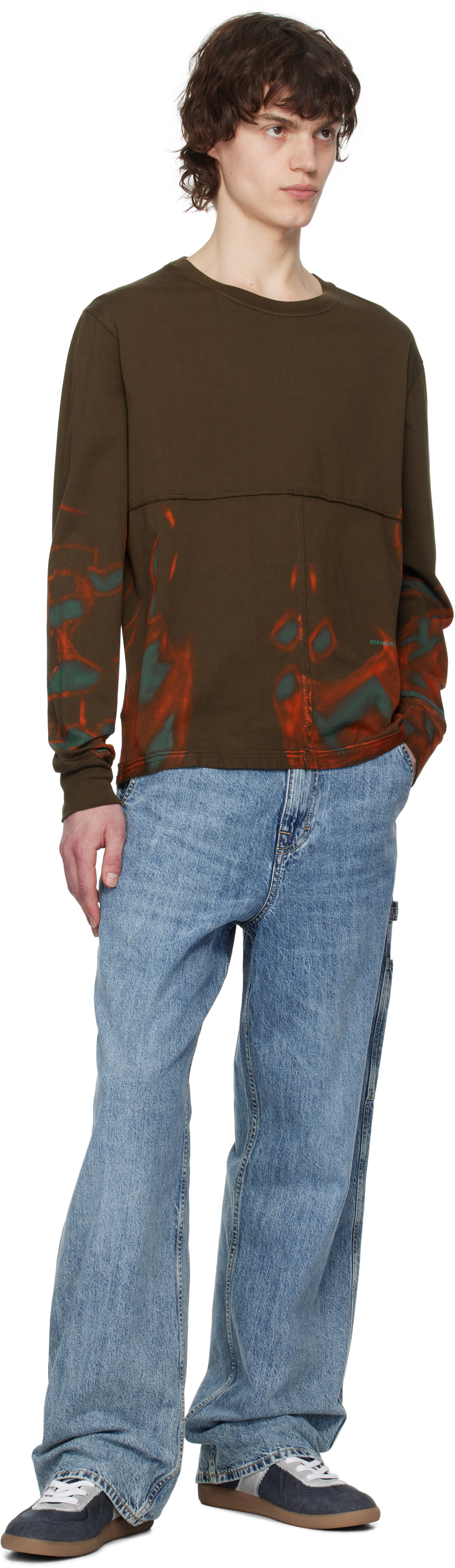Eckhaus Latta Brown Lapped Long Sleeve T-shirt