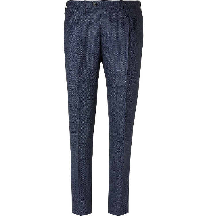 Photo: Kiton - Micro-Checked Cashmere Suit Trousers - Blue