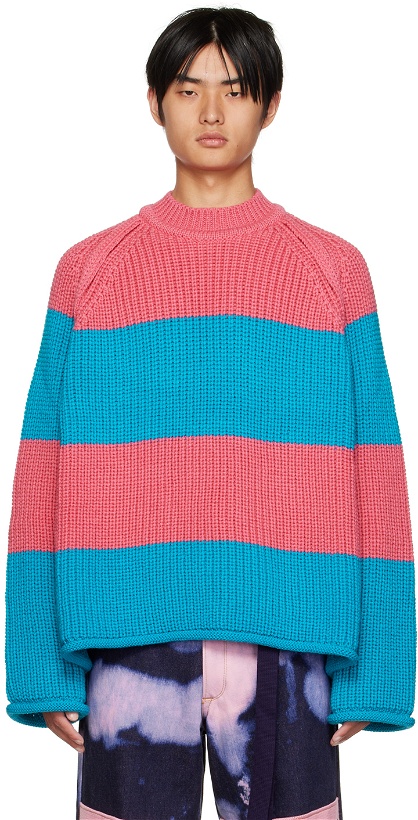 Photo: KIDILL Pink & Blue Border Sweater