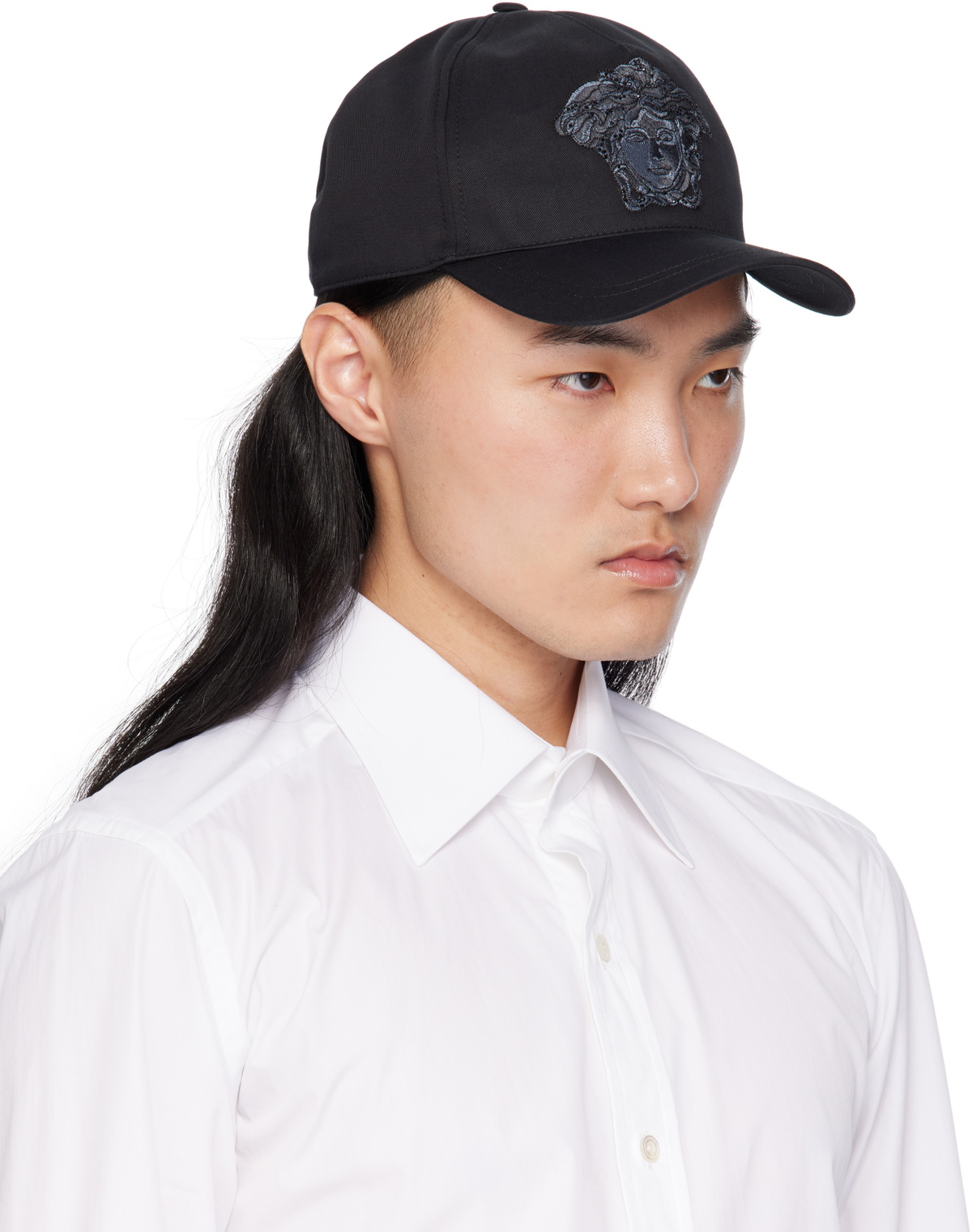 Versace Black Embroidered Medusa Baseball Cap