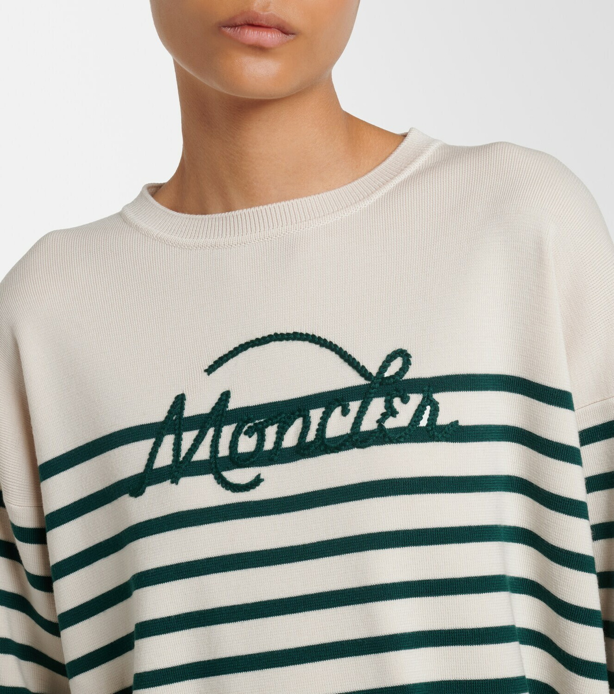 Moncler Embroidered striped virgin wool sweater