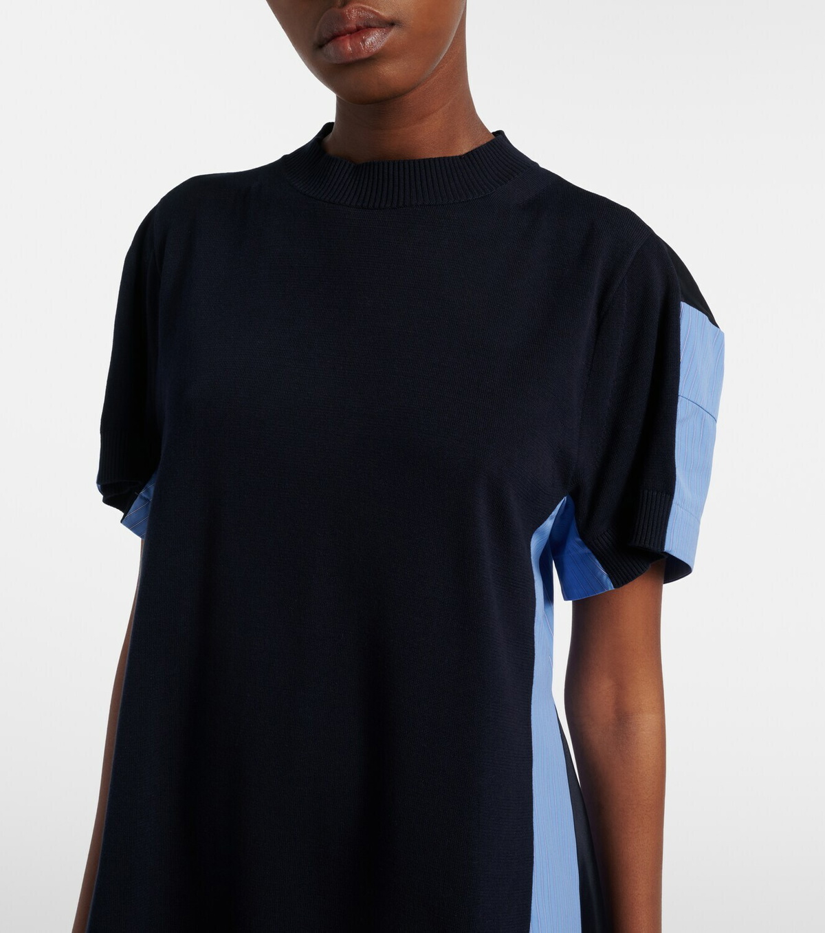 Sacai Paneled cotton-blend minidress