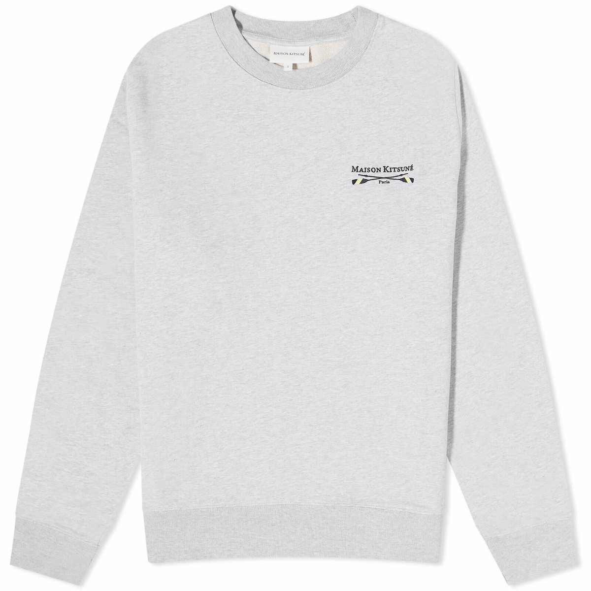 Maison Kitsuné Men's Oars Regular Crew Sweat in Light Grey Melange ...