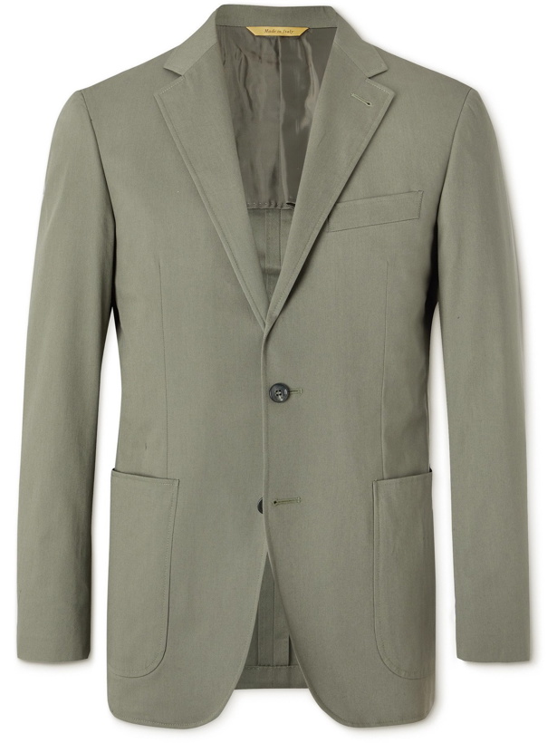 Photo: CANALI - Kei Slim-Fit Stretch-Cotton Twill Suit Jacket - Green - IT 46