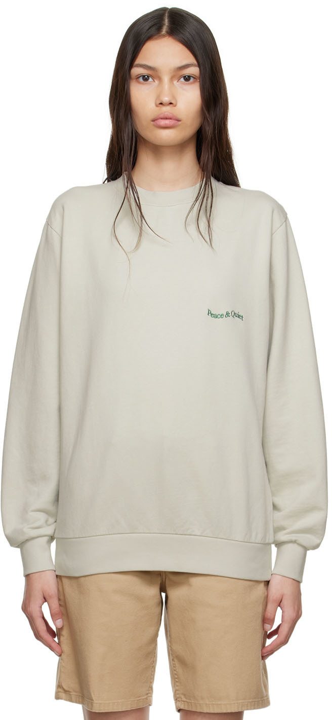 Museum of Peace & Quiet Beige Micro Wordmark Sweatshirt
