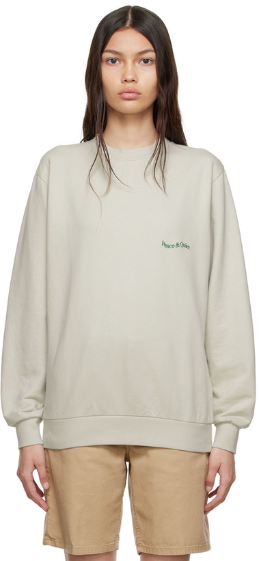 Photo: Museum of Peace & Quiet Beige Micro Wordmark Sweatshirt