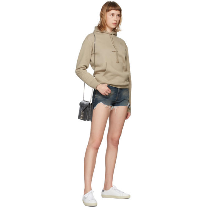 Saint Laurent Beige Rive Gauche Logo Hoodie Saint Laurent