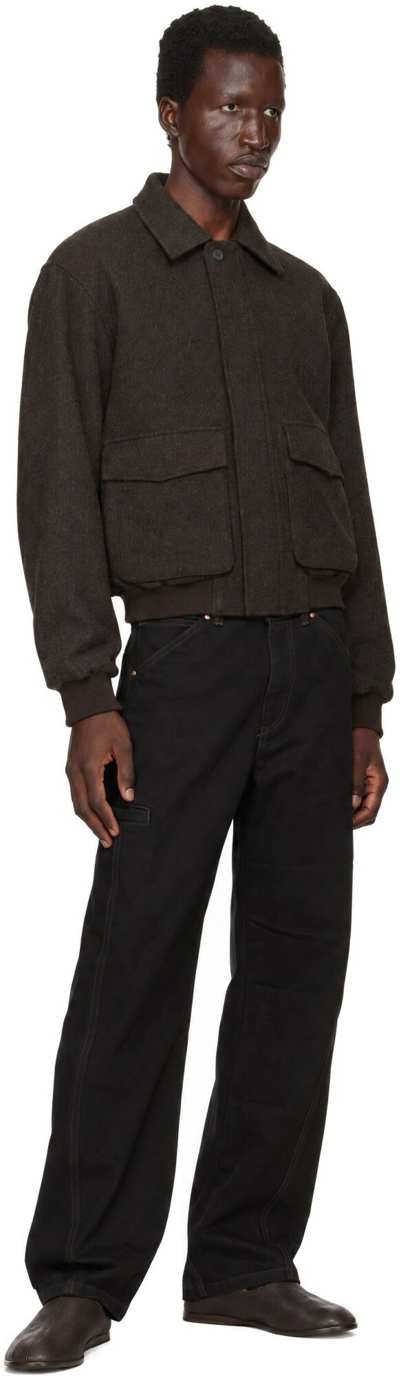 LE17SEPTEMBRE Brown Virgin Wool Bomber Jacket