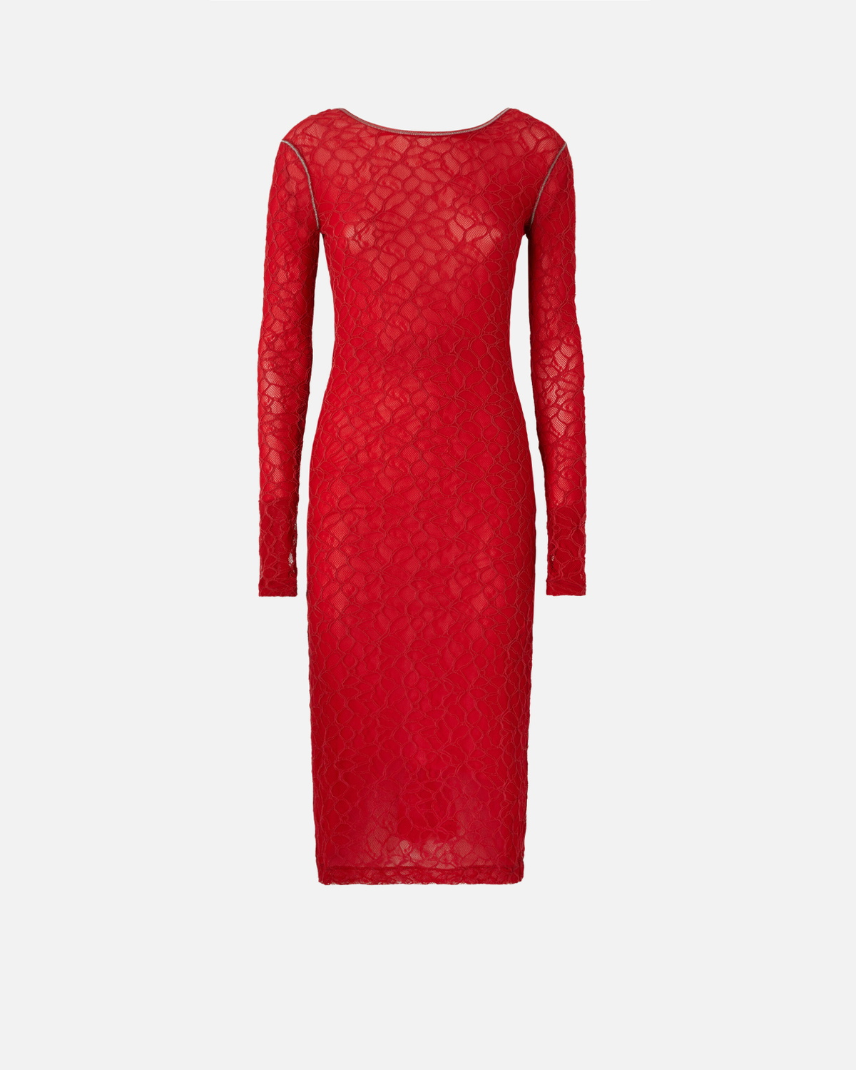 Pinko Fitted Lace Dress With Open Back Salsa Red