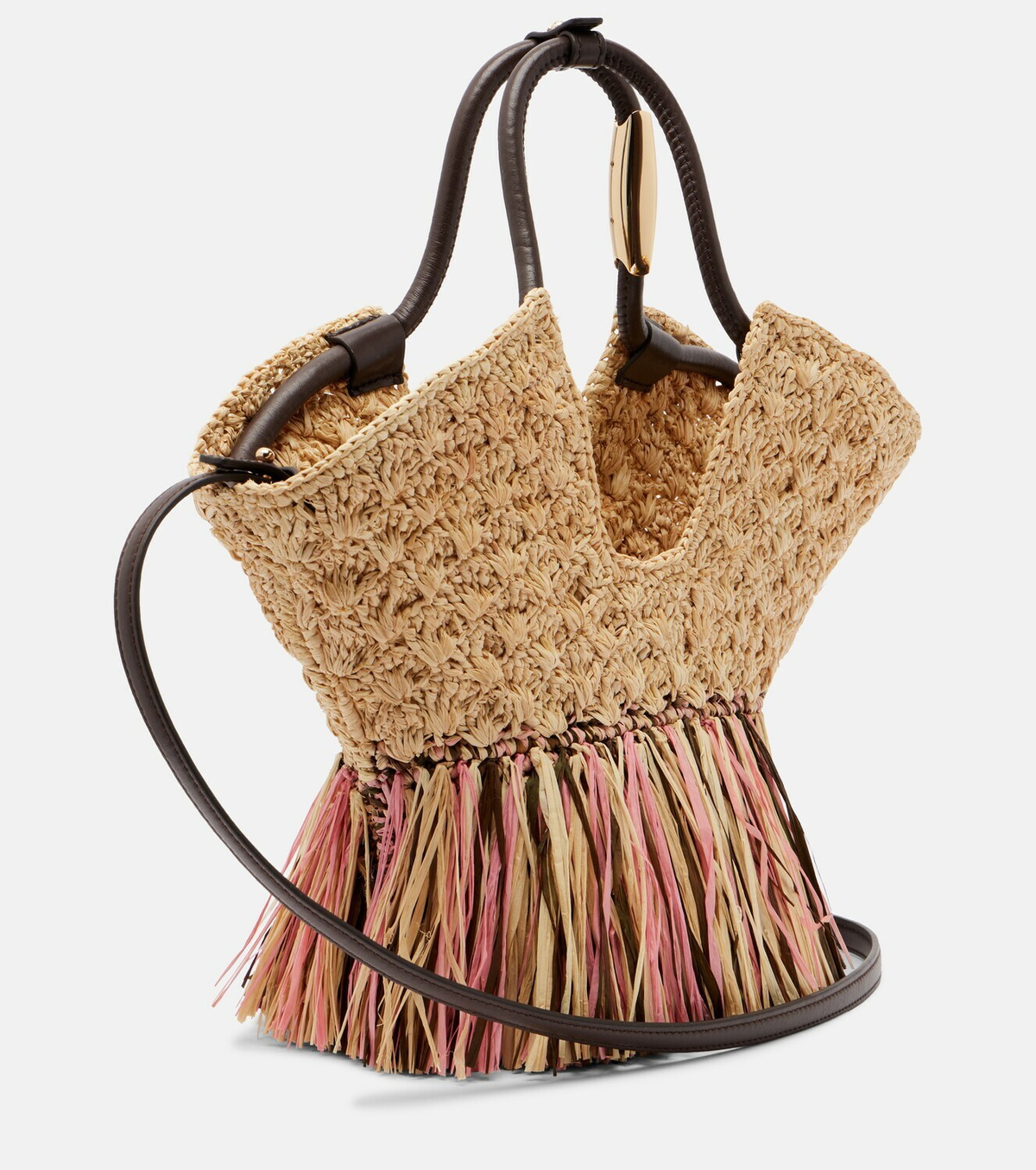 Zimmermann Goldentime Small raffia tote bag