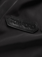 TOM FORD - Convertible-Collar Leather-Trimmed Padded Shell Jacket - Black