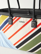 LOEWE - Verano Logo-Embroidered Striped Leather-Trimmed Canvas Tote