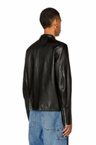 Diesel Leather biker jacket with distressed logo - Leather jackets Mens in Black