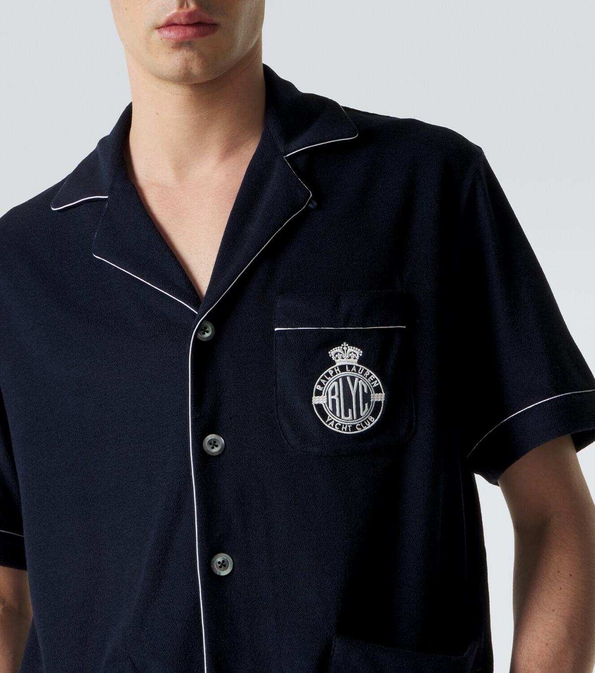 Ralph Lauren Purple Label Embroidered cotton and silk terry shirt