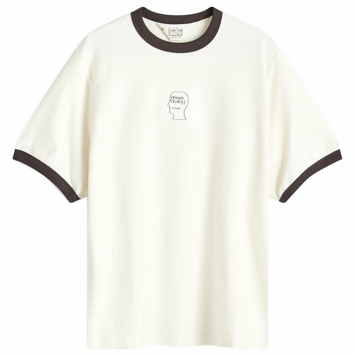 Brain Dead Men's Slubby Ringer T-Shirt in Natural Brain Dead