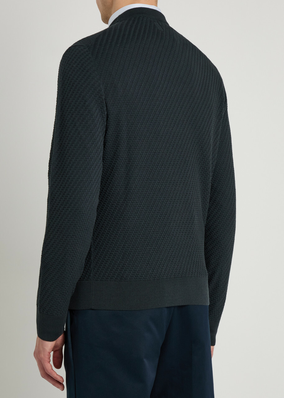 Canali Textured Cotton-blend Jumper Navy