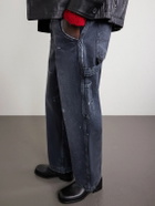 Enfants Riches Déprimés - Paint-Splattered Distressed Wide-Leg Jeans - Black