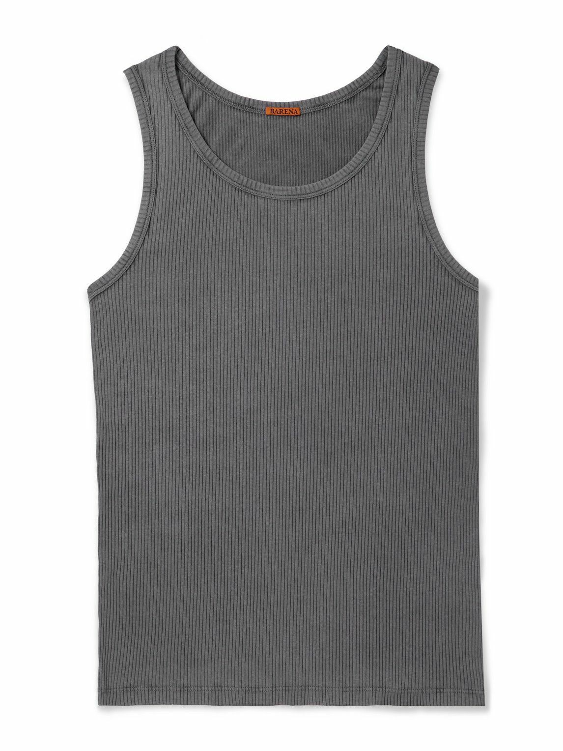 Barena - Ribbed Stretch Cotton and Linen-Blend Tank Top - Gray
