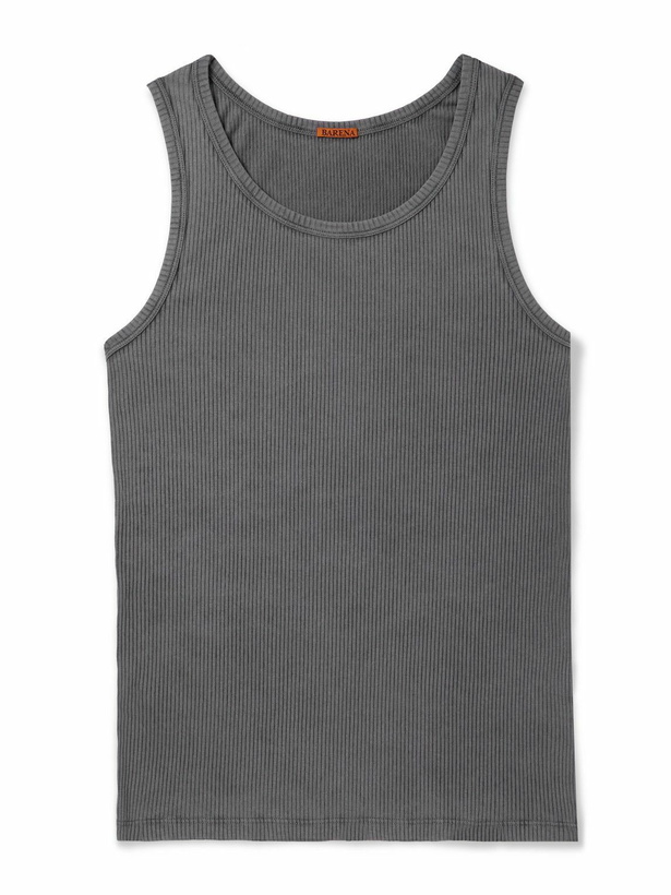 Photo: Barena - Ribbed Stretch Cotton and Linen-Blend Tank Top - Gray