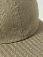 Beams Plus - Logo-Embroidered Leather-Trimmed Herringbone Cotton Cap