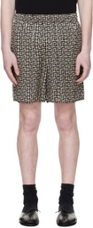BALMAIN Black & White Monogram Pyjama Shorts
