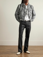 AMIRI - Faux Leather-Trimmed Brushed Wool and Alpaca-Blend Varsity Jacket - Gray