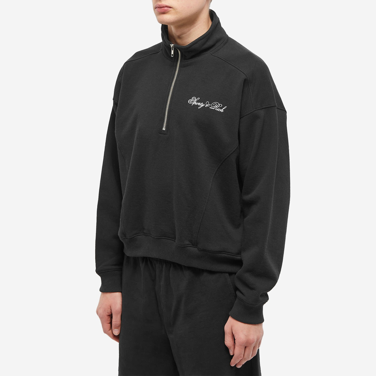 トップス SPORTY&RICH SPORTS HALF ZIP SWEAT Italic Logo Quarter Zip - White/Malibu Blue – Sporty & Rich