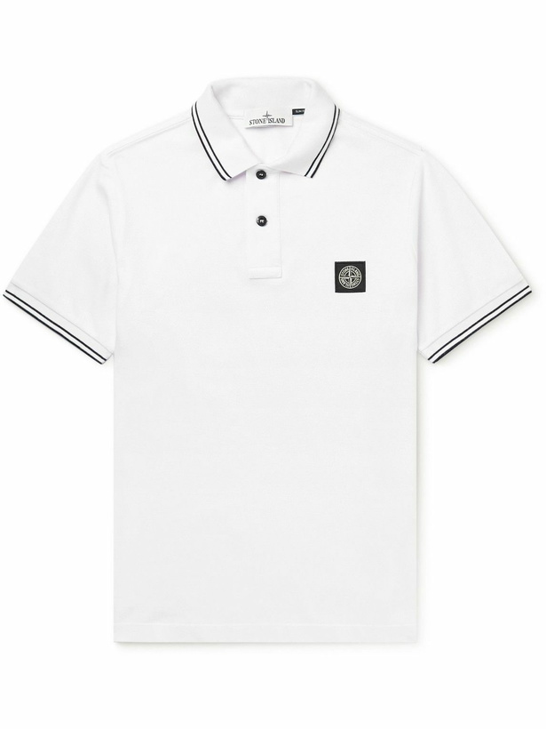 Photo: Stone Island - Logo-Appliquéd Stretch-Cotton Piqué Polo Shirt - White