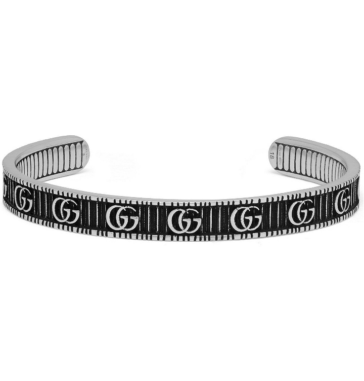 Photo: Gucci - GG Marmont Logo-Embossed Silver-Tone Cuff - Silver