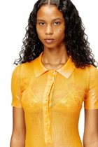 Diesel Iridescent knit polo dress with lotus print - Dresses Womens in Orange