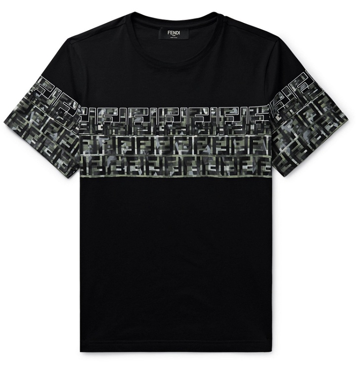 Photo: Fendi - Logo-Print Cotton-Jersey T-Shirt - Black