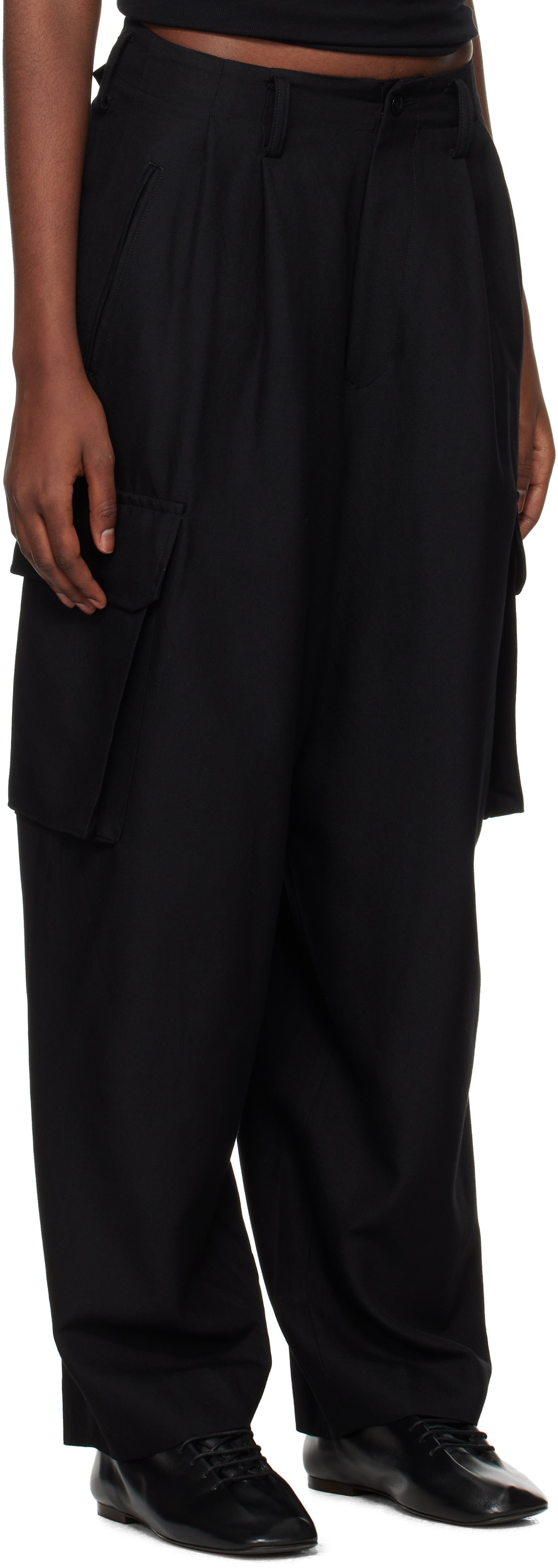 Y's Black RY/W Gabardine Cargo Pants