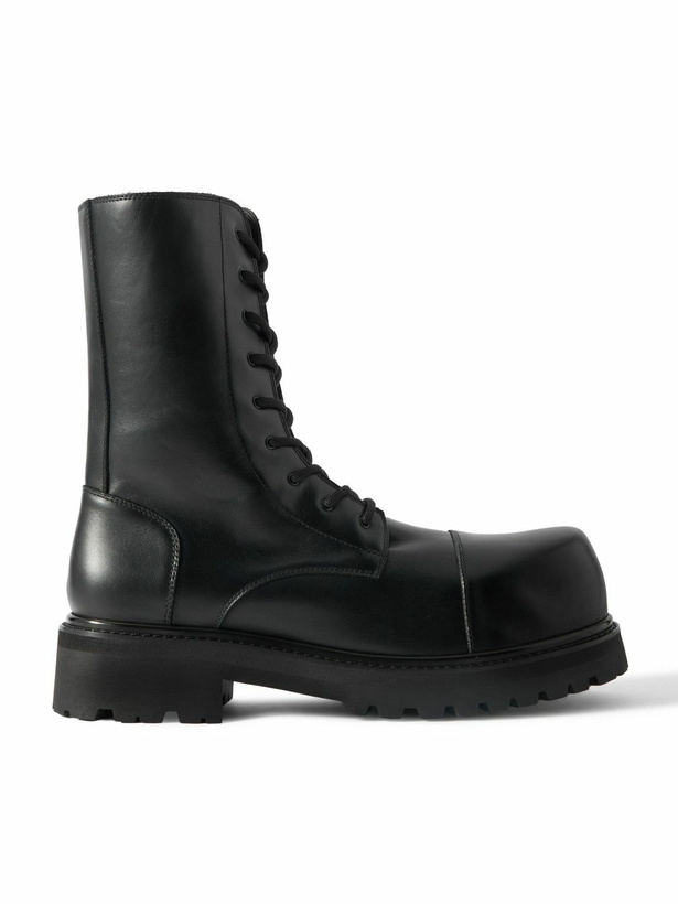 Photo: VETEMENTS - Stomp Leather Combat Boots - Black