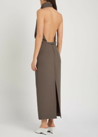 Khaite Roxanne Open-back Crepe Midi Dress Brown Other
