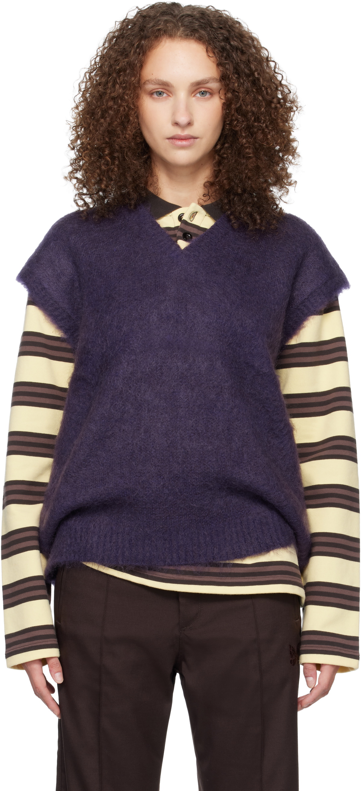 NEEDLES Purple Mohair Knit Vest
