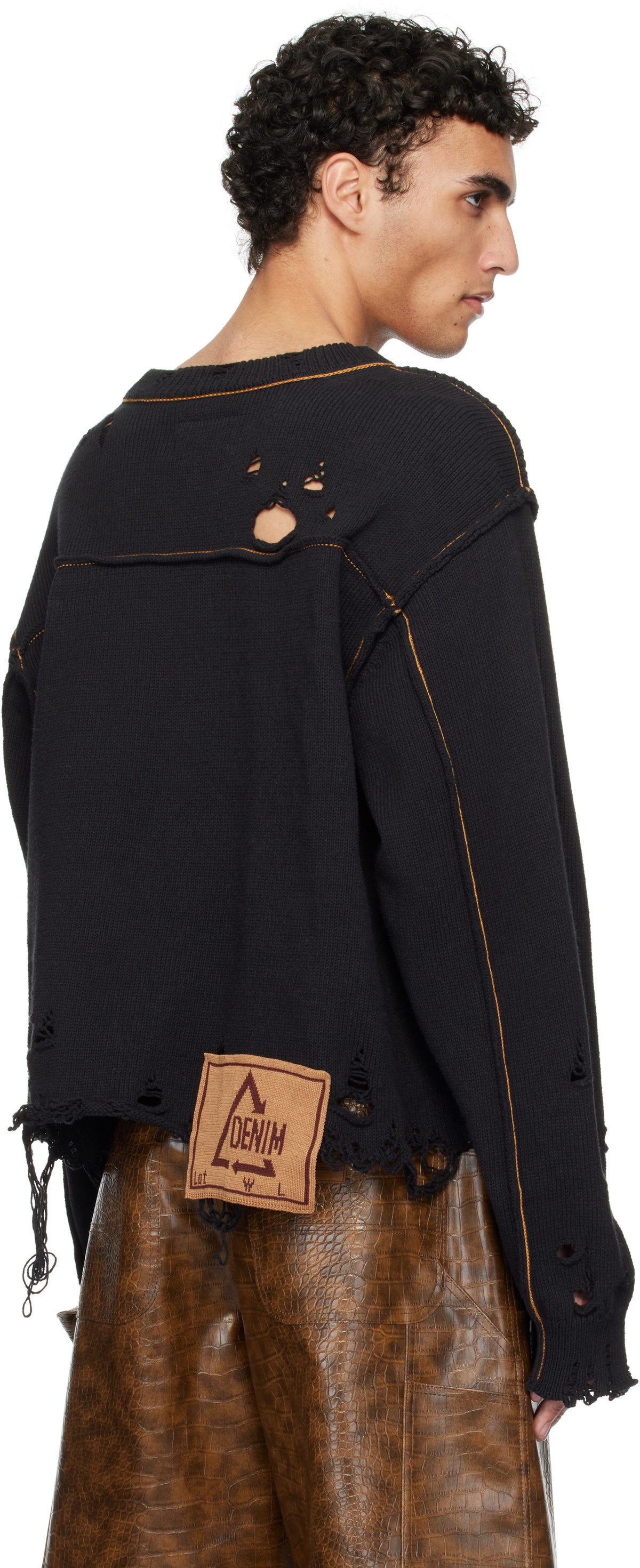 doublet Black Recycle Denim Yarn Sweater