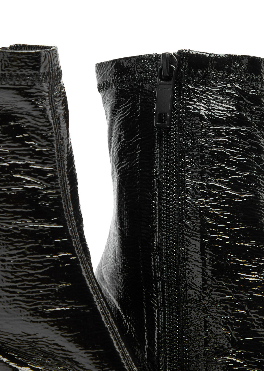 Courrèges Reedition 75 Crinkled Vinyl Ankle Boots Black