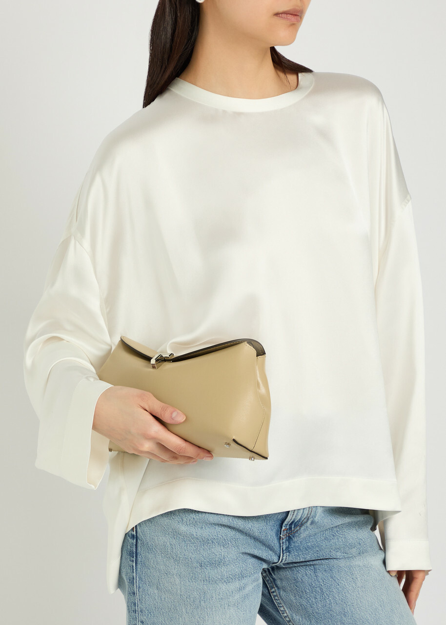 Toteme T-lock Leather Clutch - Cream - One Size